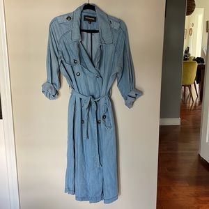 Lightweight chambray duster trench style jacket, machine washable Who What Wear